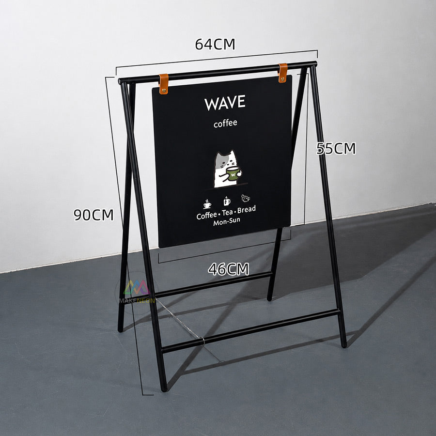 Custom Metal A-Frame Sidewalk Sign with Hanging Panel - Foldable Swinging Sign for Cafes, Stores & Businesses