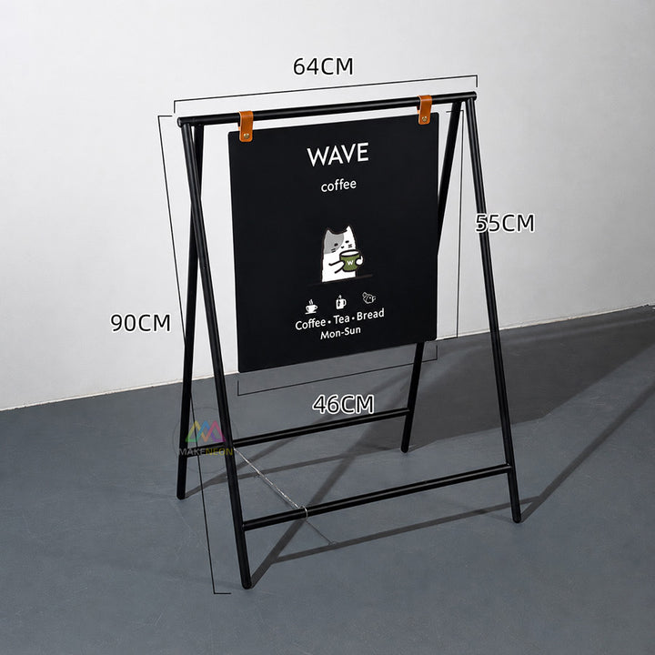 Custom Metal A-Frame Sidewalk Sign with Hanging Panel - Foldable Swinging Sign for Cafes, Stores & Businesses