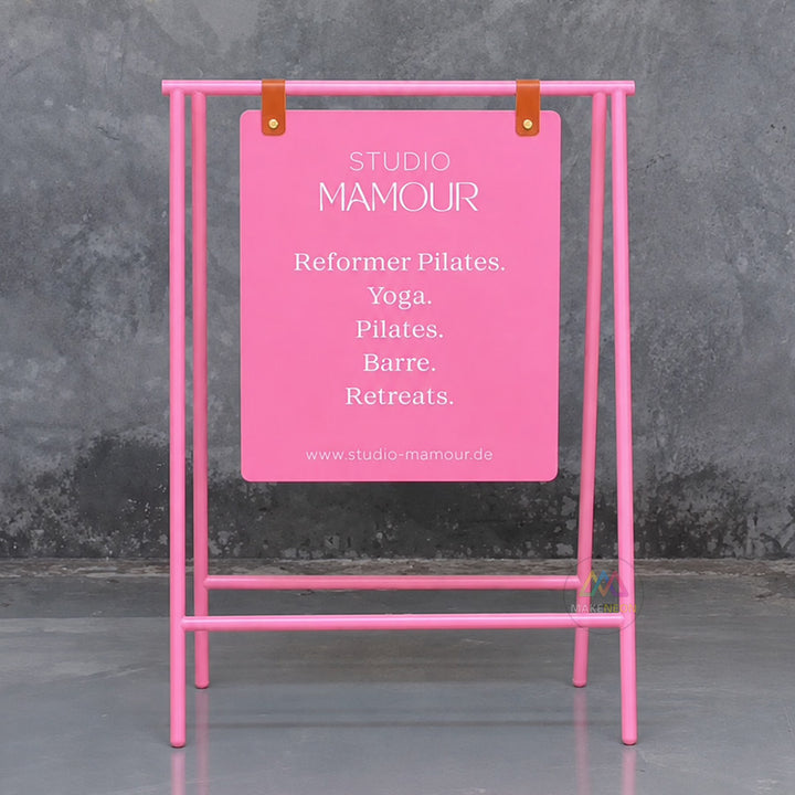 Custom Metal A-Frame Sidewalk Sign with Hanging Panel - Foldable Swinging Sign for Cafes, Stores & Businesses