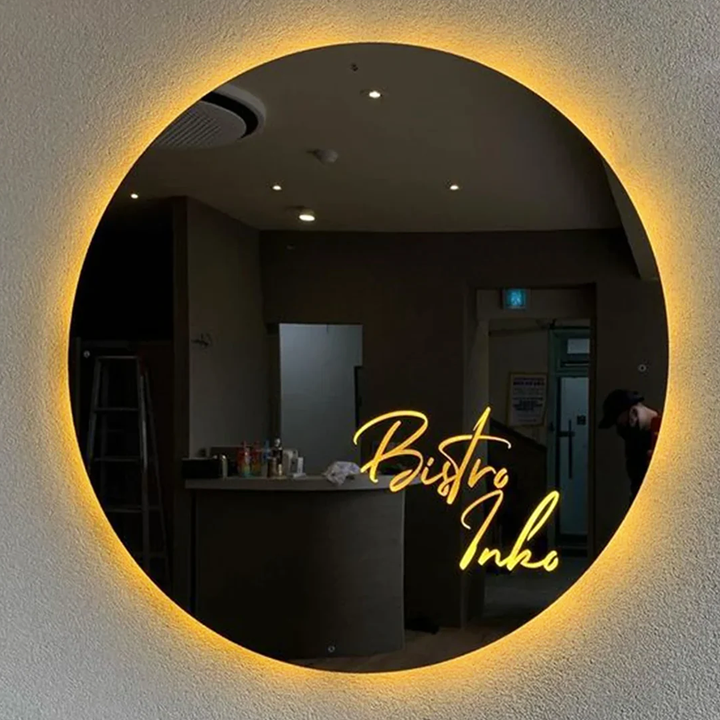Metal Backlit Light Box, Custom Logo Round Led Metal Backlit Sign For Business