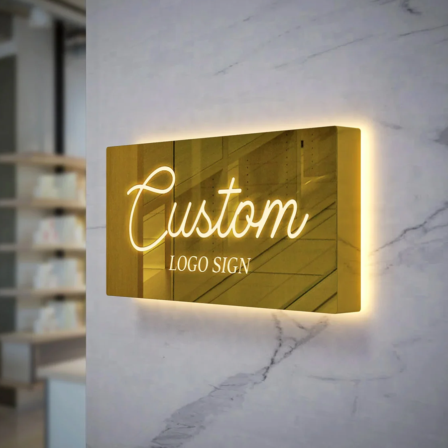 Metal Backlit Sign, Custom Logo Laser Cut LED Light Box For Office, Bu ...