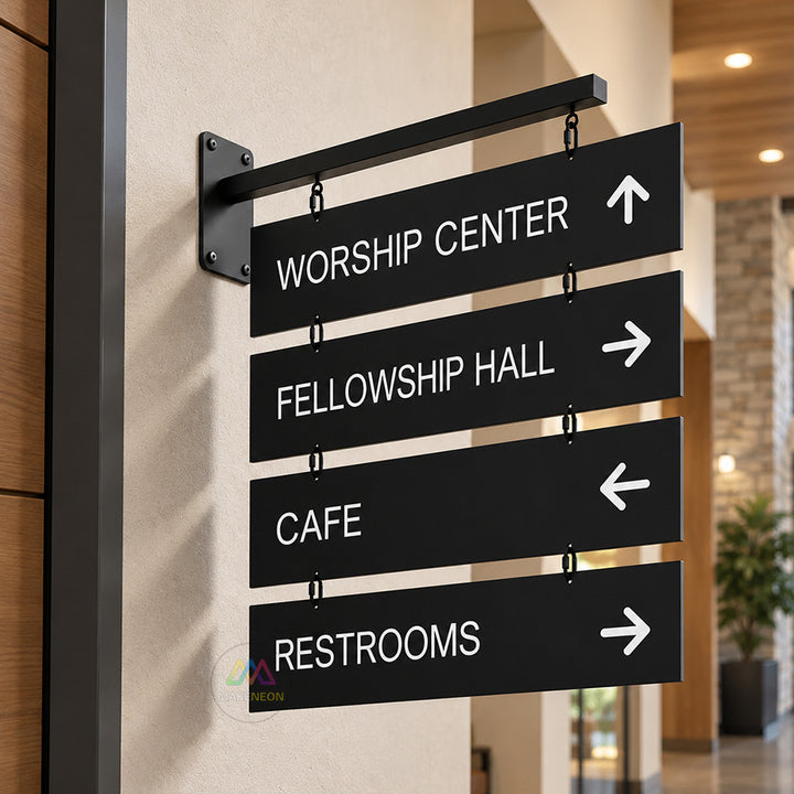 Custom Wall Mounted Hanging Metal Blade Sign - Multi-Panel Directional Display for Businesses