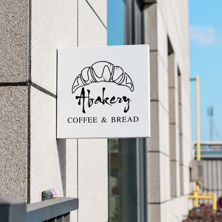 Custom Side-Mounted Box Blade Sign - Non-Illuminated 3D Metal Storefront Logo Sign for Businesses
