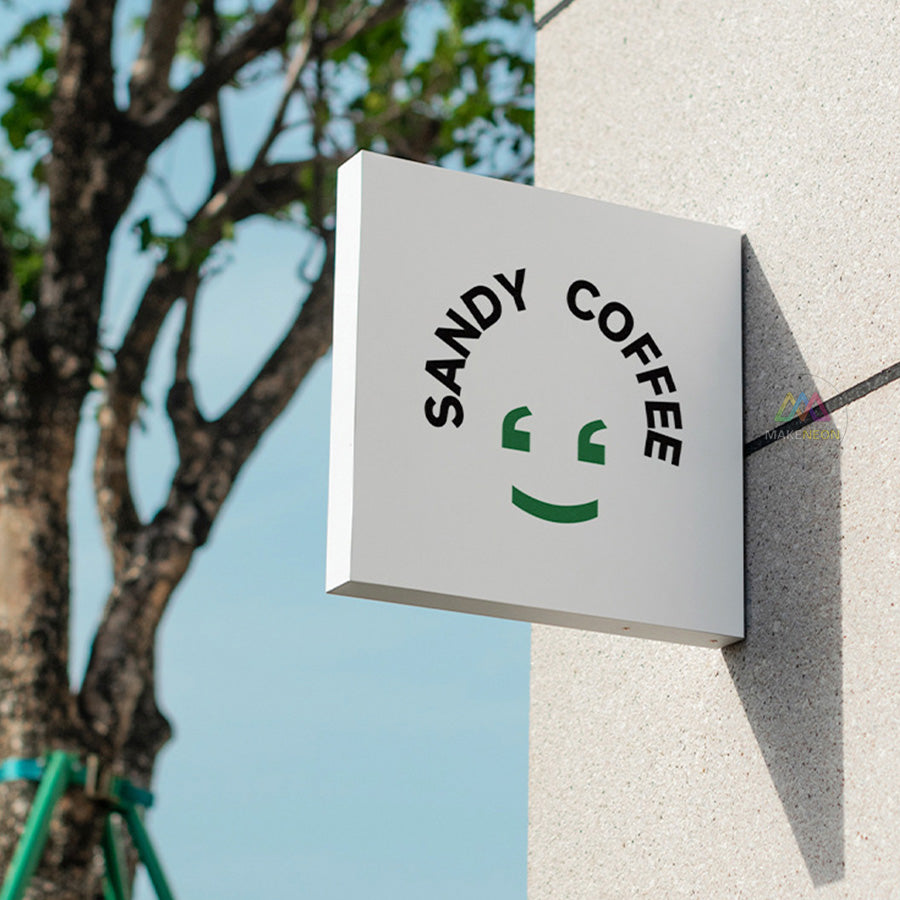 Custom Side-Mounted Box Blade Sign - Non-Illuminated 3D Metal Storefront Logo Sign for Businesses