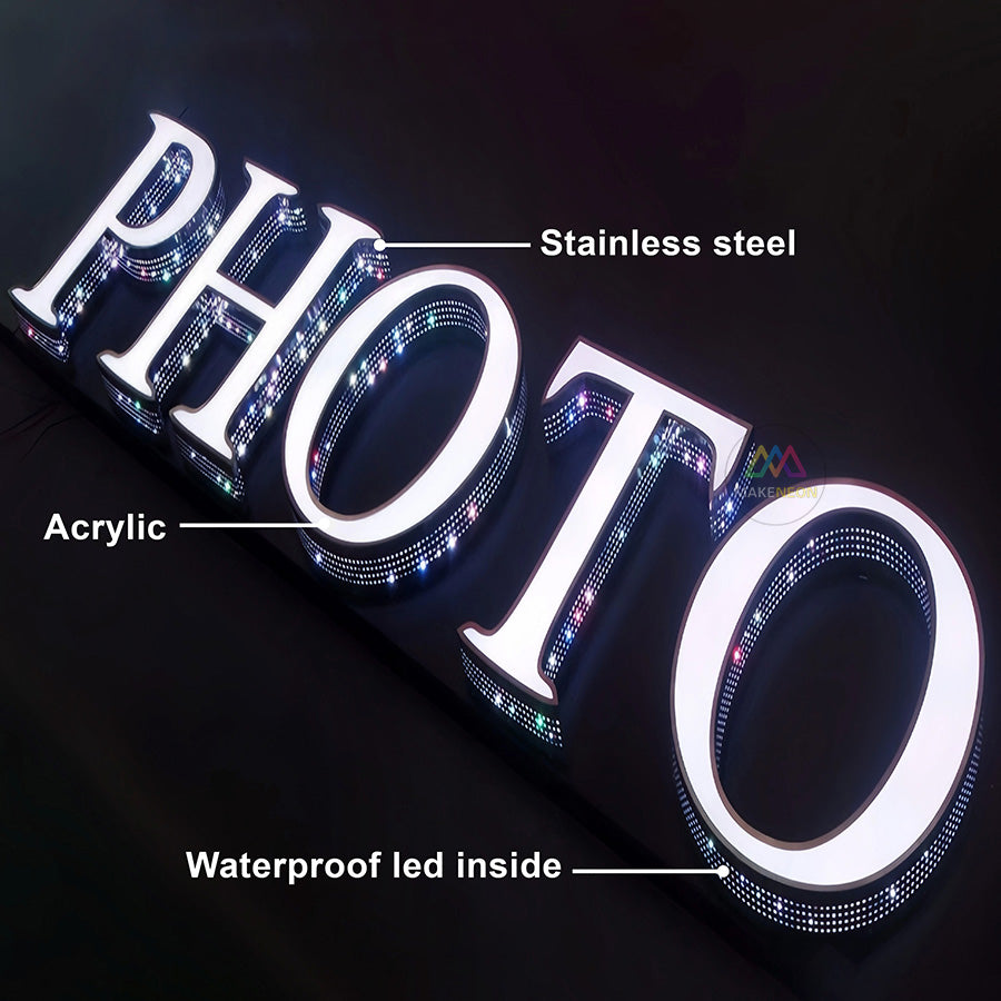 Custom Perforated Channel Letters - Outdoor LED Sign with Side Punching Design
