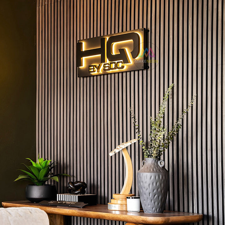 Personalized 3D Metal Backlit Sign for Clubs - Sleek halo lit logo