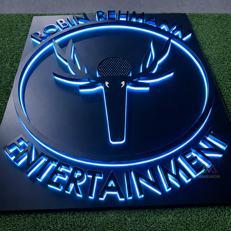 Custom 3D Backlit Logo Sign with Backplate - Metal Backlit Wall Logo for Business Reception & Lobby