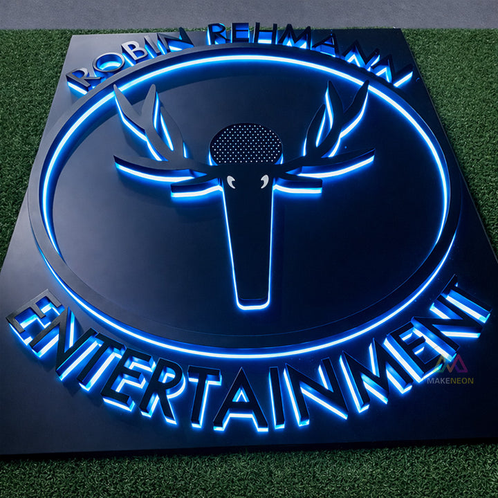 Custom 3D Backlit Logo Sign with Backplate - Metal Backlit Wall Logo for Business Reception & Lobby