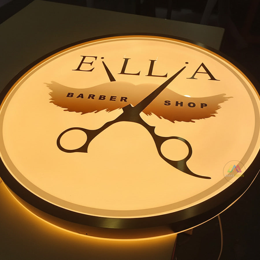 Custom Frontlit Metal Light Box Sign with UV-Printed Logo - Round Illuminated Sign for Restaurant, Cafe, Shop & Business