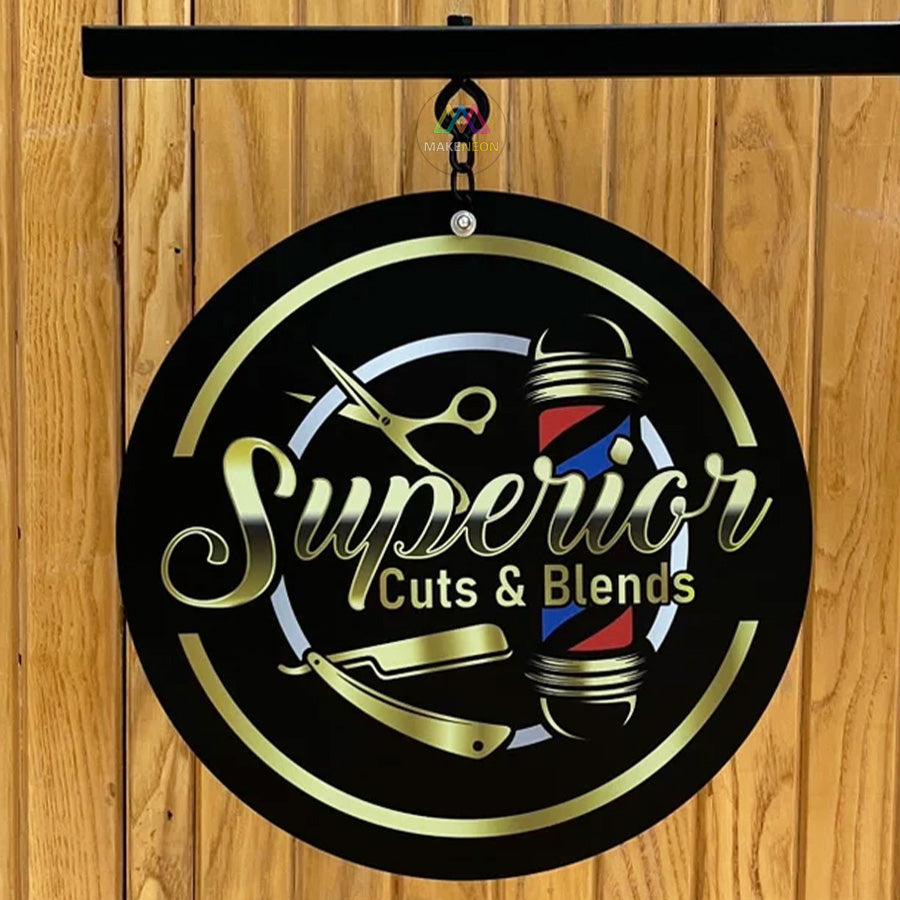 Custom Round Hanging Blade Sign - Durable Storefront Sign for Studio, Bar, Salon