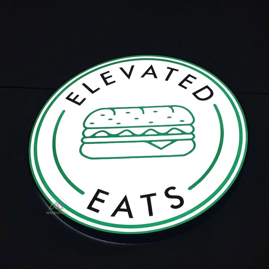 Custom Frontlit Metal Light Box Sign with UV-Printed Logo - Round Illuminated Sign for Restaurant, Cafe, Shop & Business