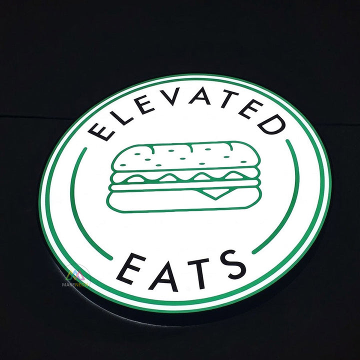 Custom Frontlit Metal Light Box Sign with UV-Printed Logo - Round Illuminated Sign for Restaurant, Cafe, Shop & Business