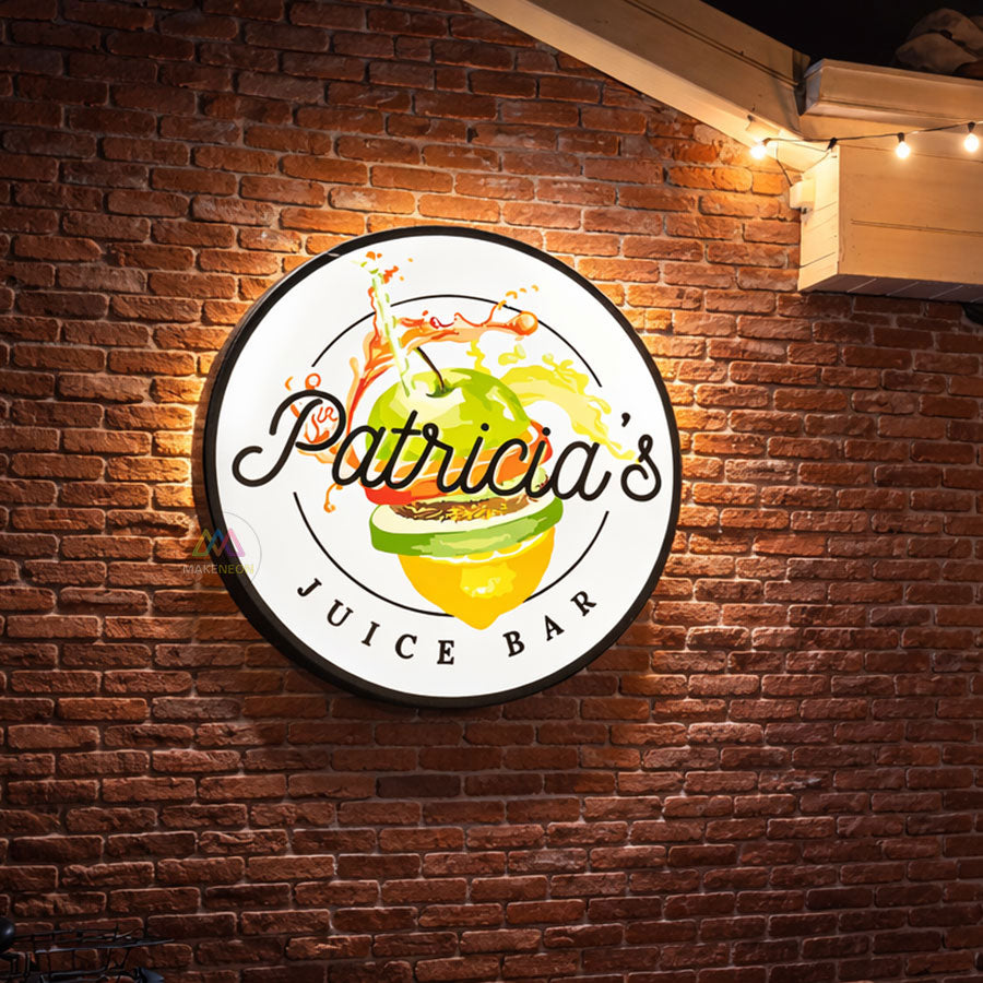 Custom Frontlit Metal Light Box Sign with UV-Printed Logo - Round Illuminated Sign for Restaurant, Cafe, Shop & Business