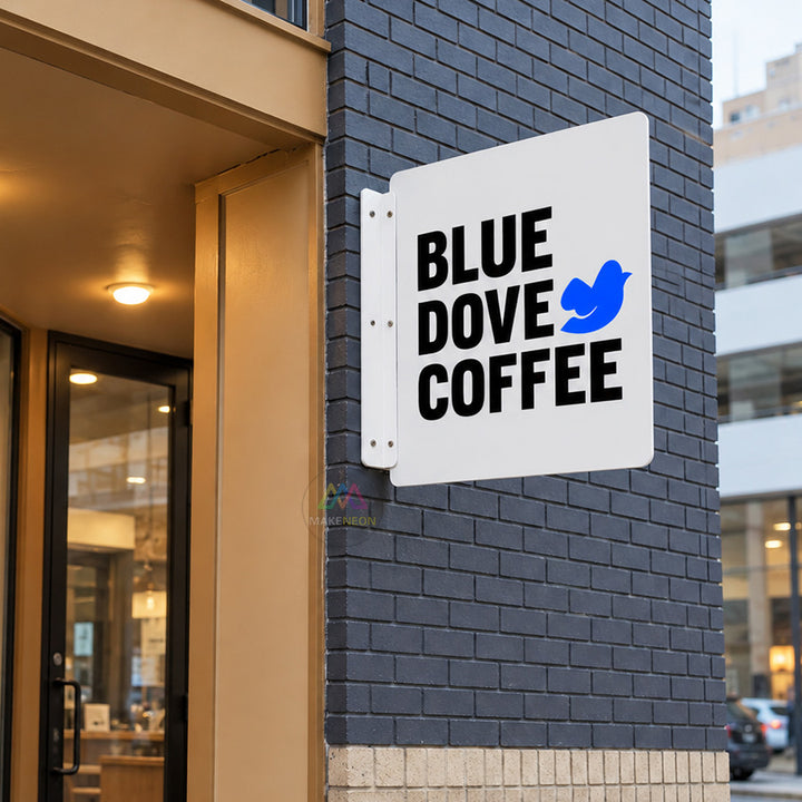 Custom Side-Mounted Metal Blade Sign - Flat Panel Storefront Logo Sign for Businesses