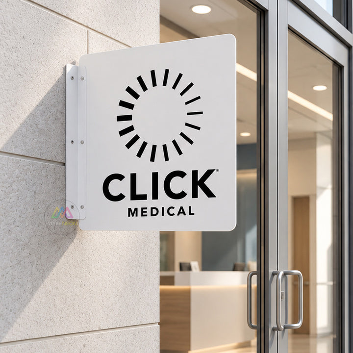 Custom Side-Mounted Metal Blade Sign - Flat Panel Storefront Logo Sign for Businesses