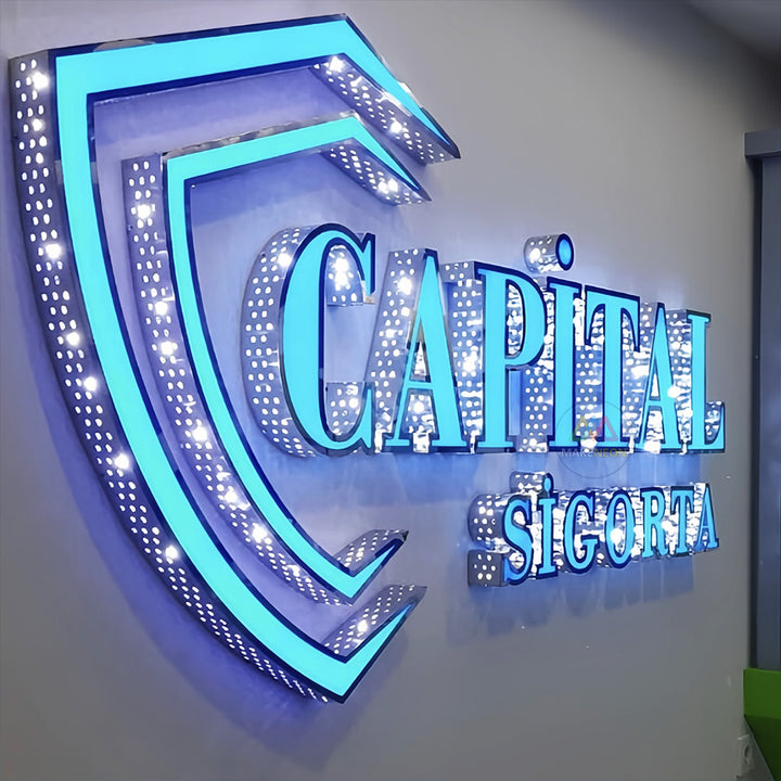 Custom 3D Front Lit Logo Sign - Side Punch Holes LED Channel Letters