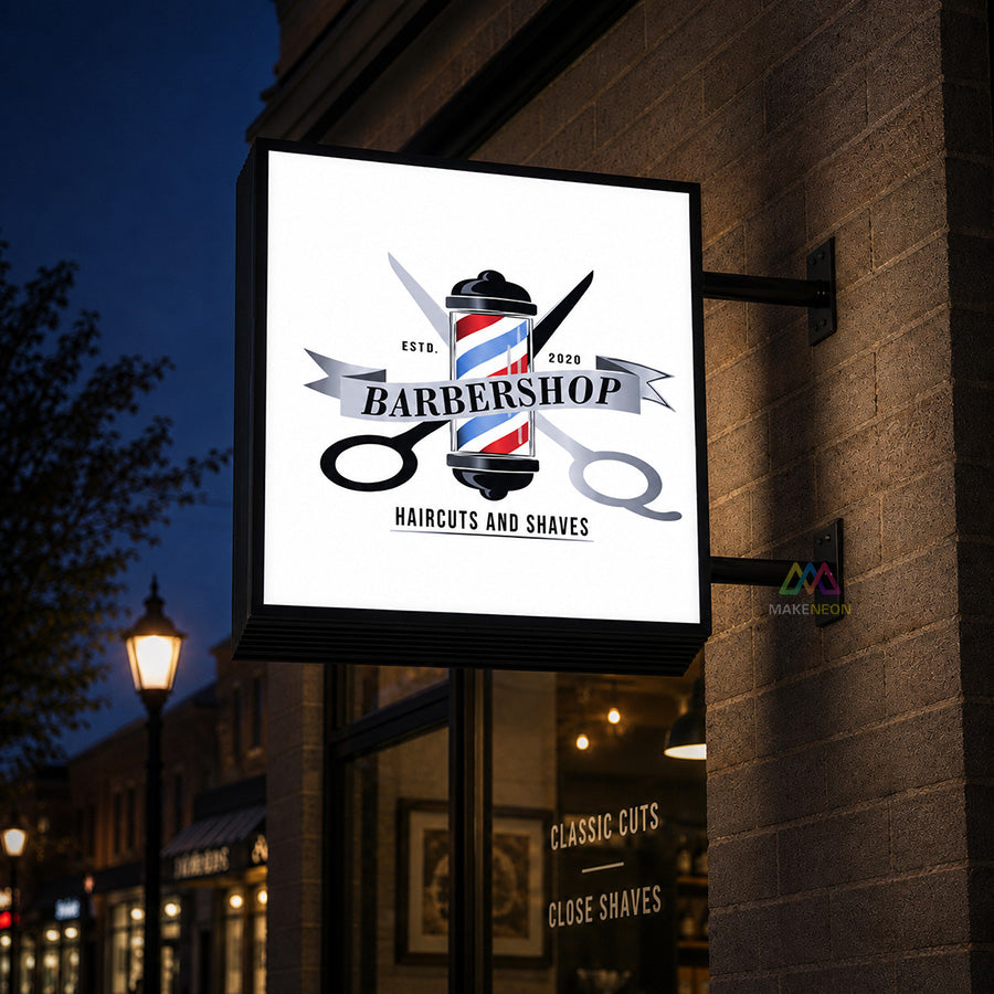Custom Illuminated Blade Sign - Projecting Light Box Sign for Salons, Barber Shops & Studios