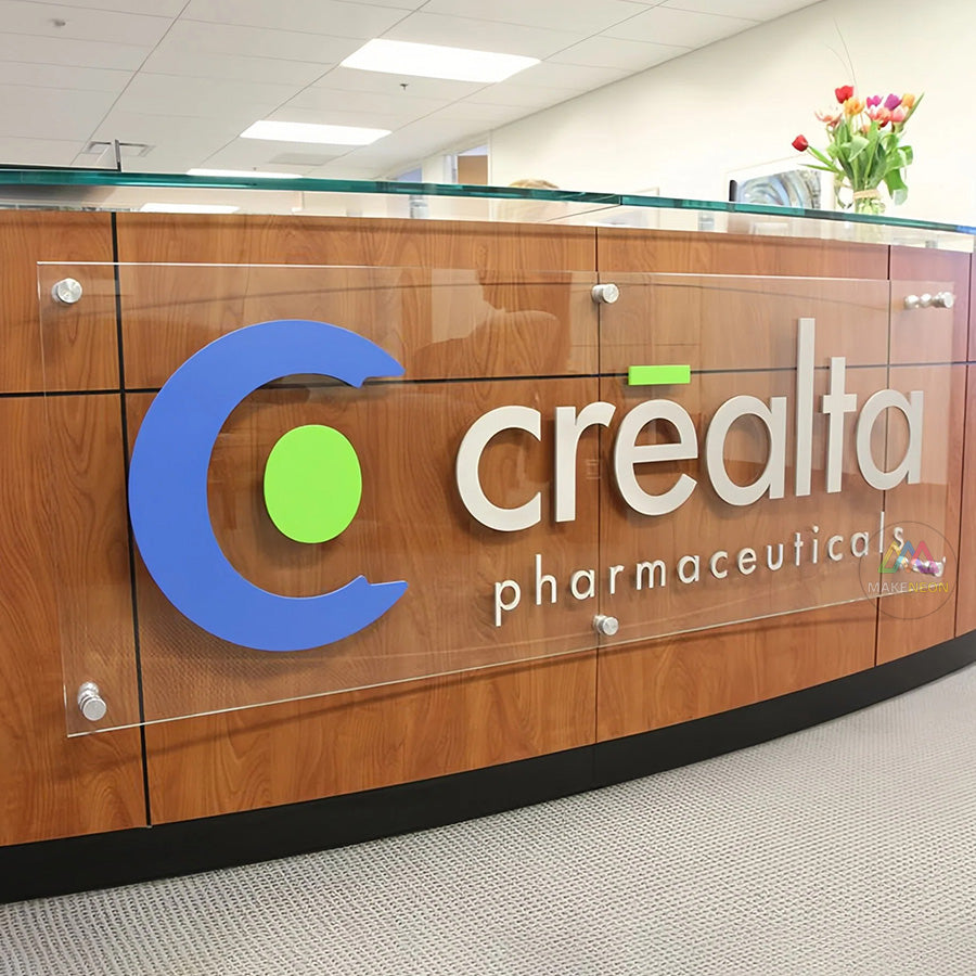 Custom 3D Letter Standoff Sign with Acrylic Back Panel - Business Wall Sign for Reception & Office