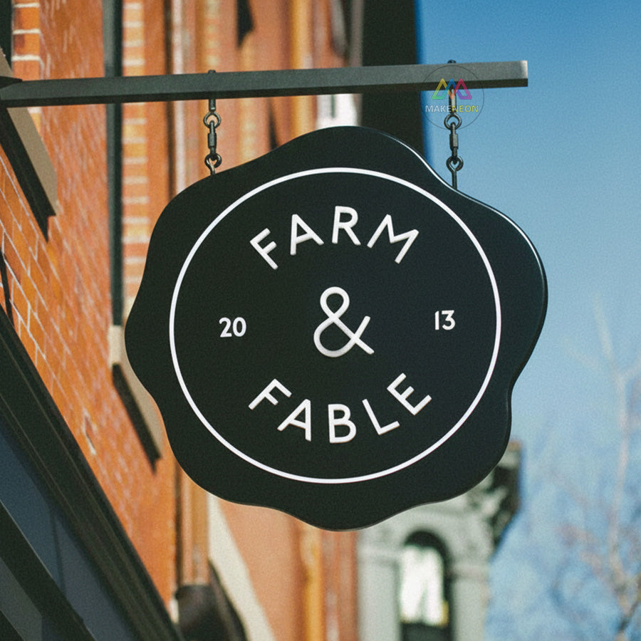 Custom Round Hanging Blade Sign - Durable Storefront Sign for Studio, Bar, Salon