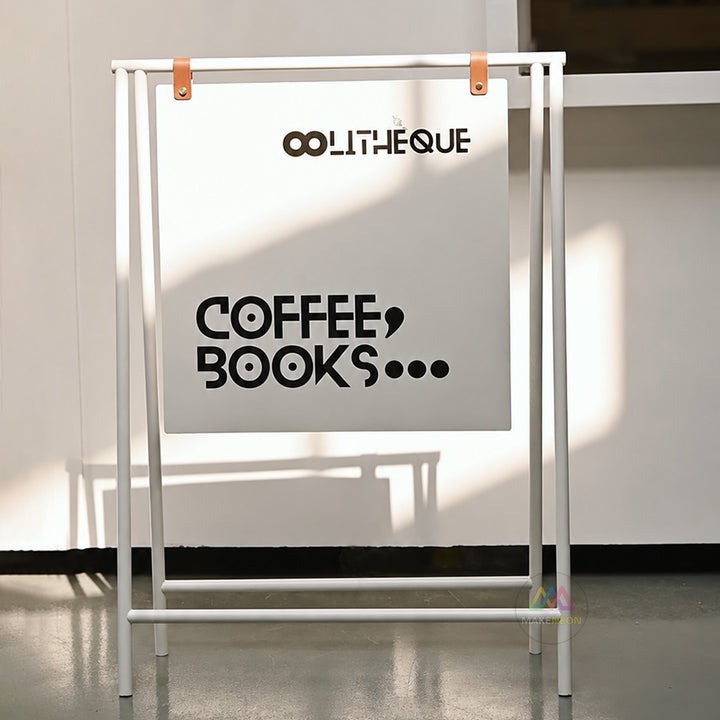 Custom Metal A-Frame Sidewalk Sign with Hanging Panel - Foldable Swinging Sign for Cafes, Stores & Businesses