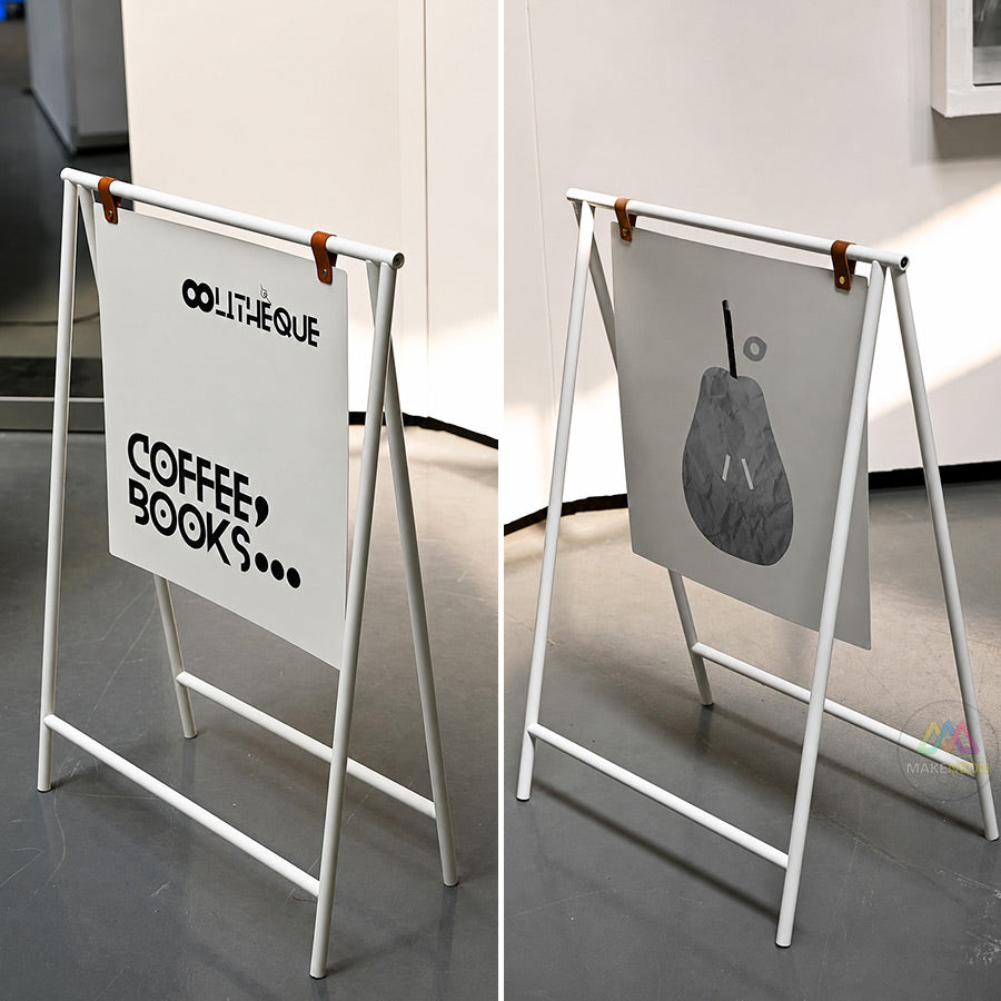 Custom Metal A-Frame Sidewalk Sign with Hanging Panel - Foldable Swinging Sign for Cafes, Stores & Businesses