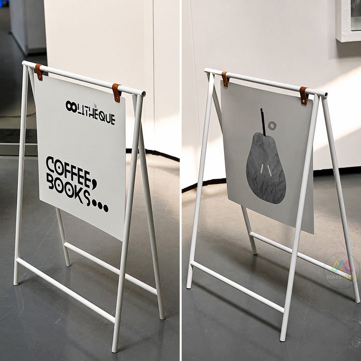 Custom Metal A-Frame Sidewalk Sign with Hanging Panel - Foldable Swinging Sign for Cafes, Stores & Businesses