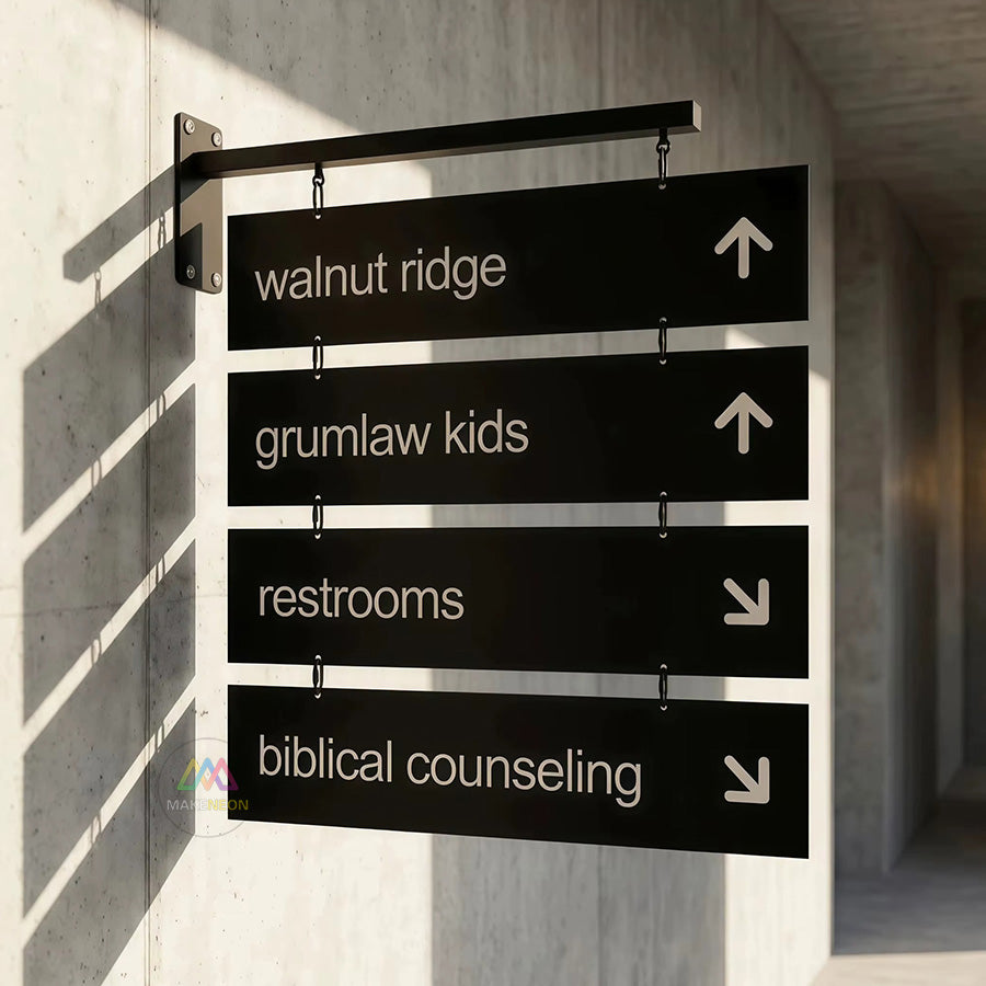 Custom Wall Mounted Hanging Metal Blade Sign - Multi-Panel Directional Display for Businesses