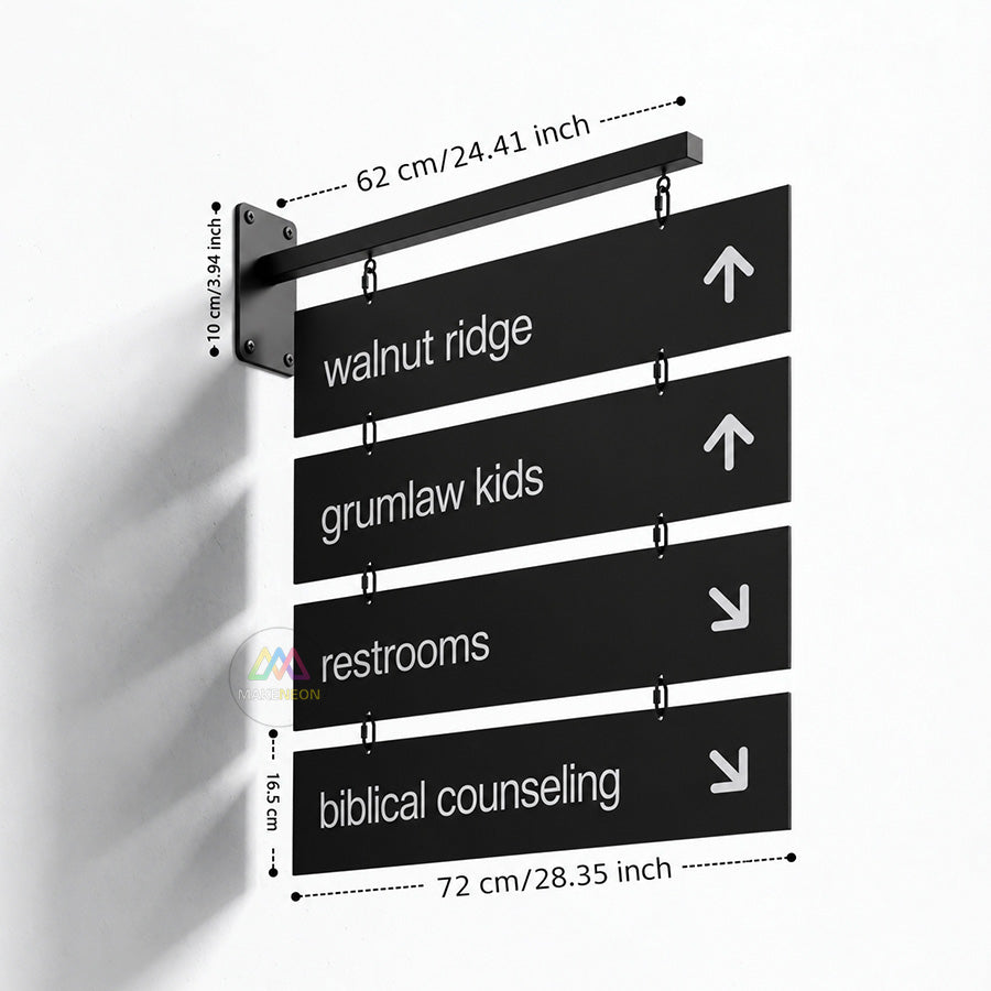 Custom Wall Mounted Hanging Metal Blade Sign - Multi-Panel Directional Display for Businesses