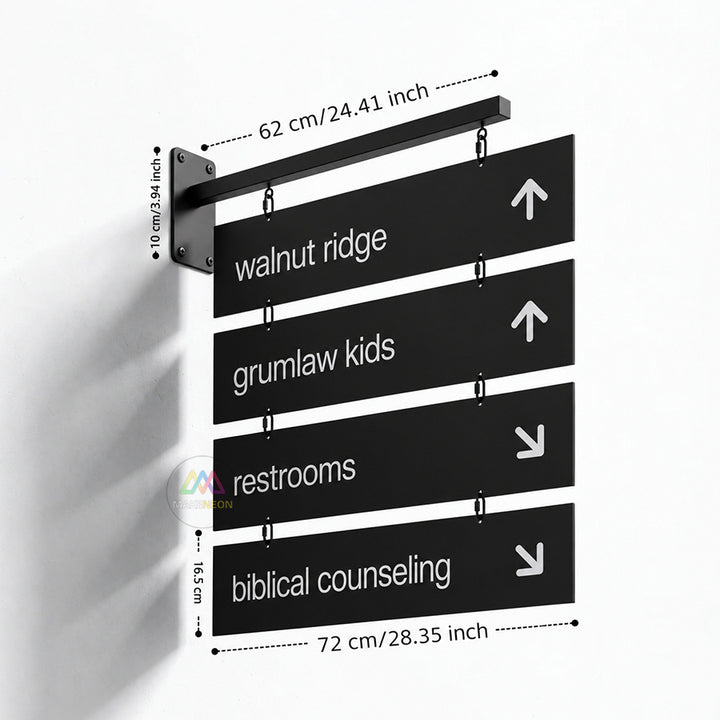 Custom Wall Mounted Hanging Metal Blade Sign - Multi-Panel Directional Display for Businesses