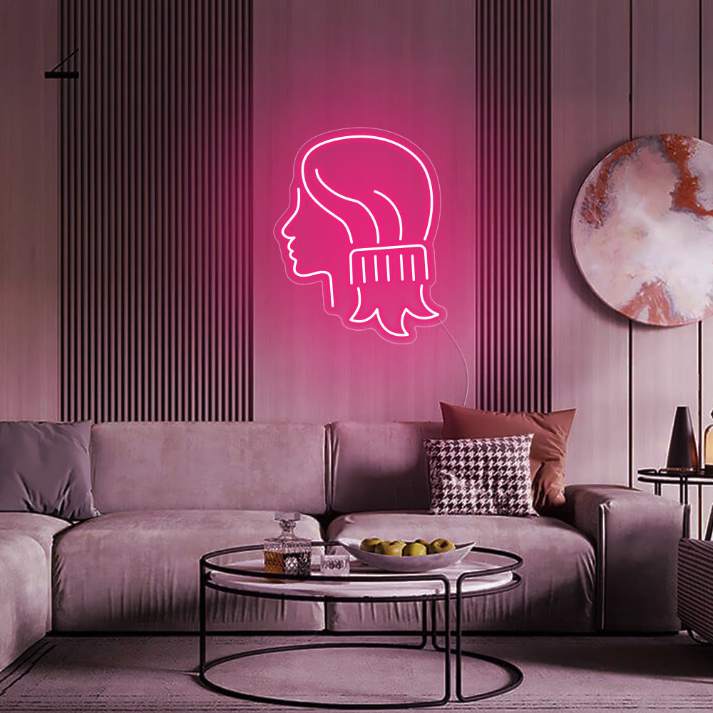 Combing hair girl- LED Neon Signs