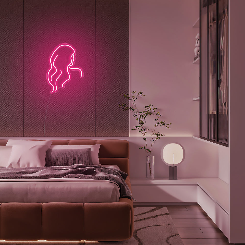 Mini Long Hair Lady - LED Neon Signs