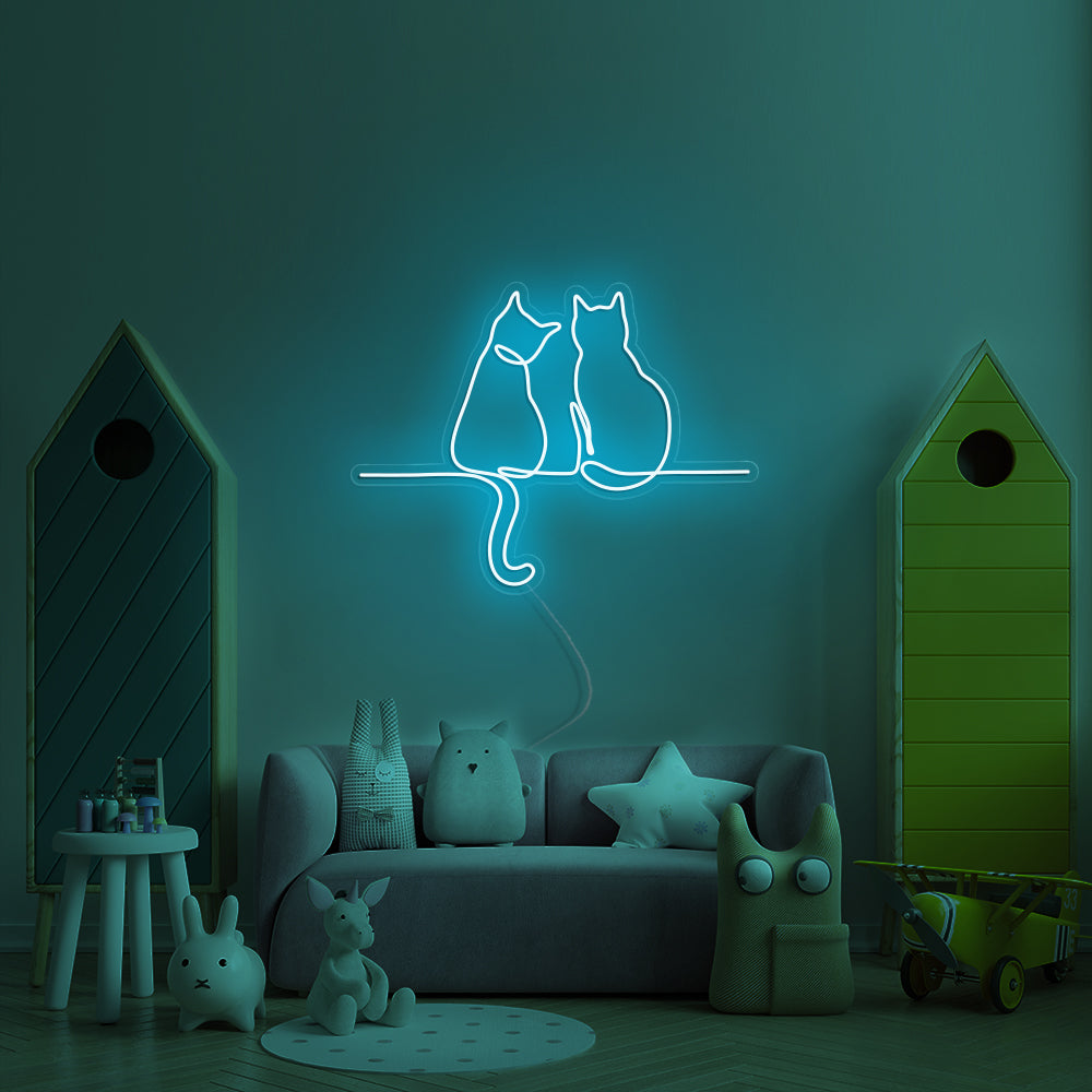 Two Cats Looking- LED Neon Signs