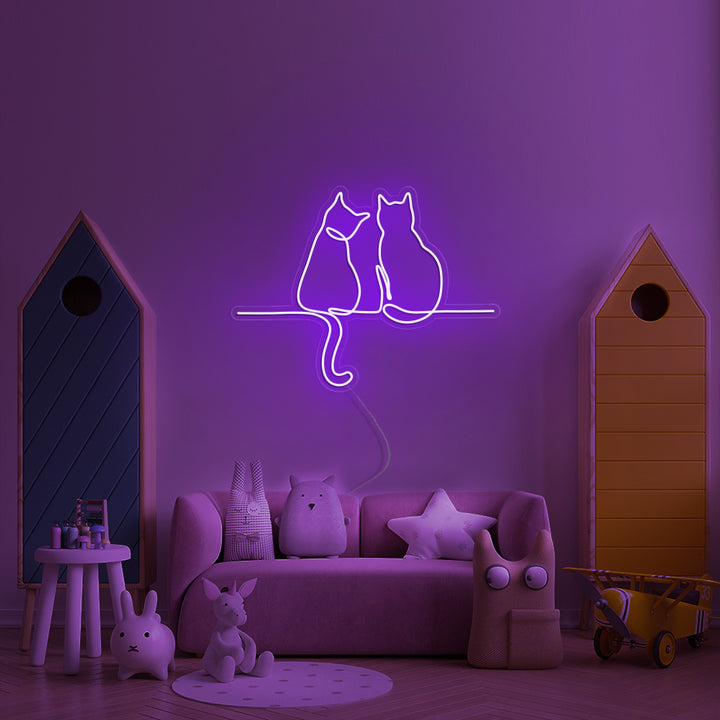 Two Cats Looking- LED Neon Signs