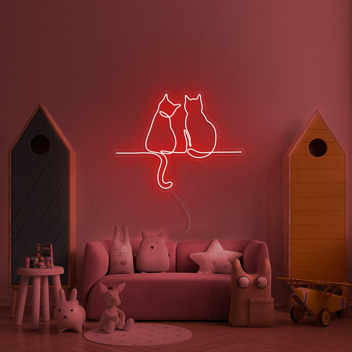 Two Cats Looking- LED Neon Signs