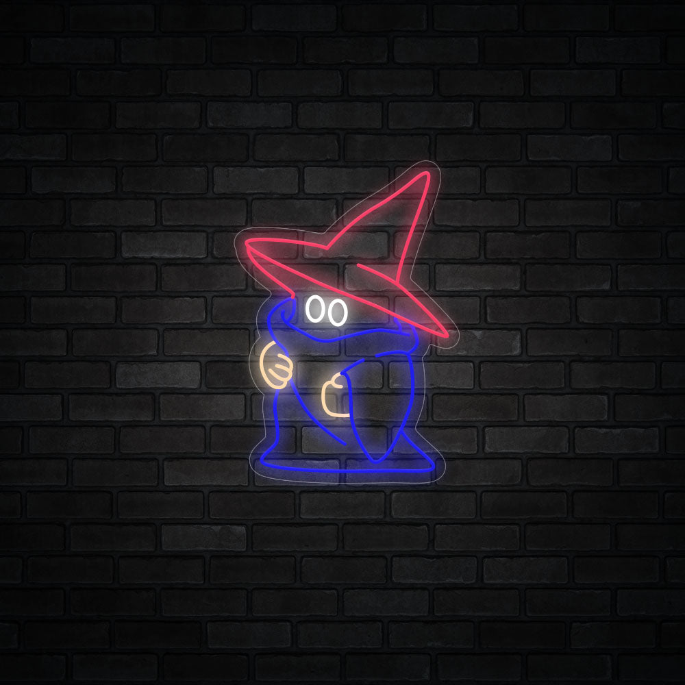 Ghost wearing a witch hat LED Neon Sign - Happy Halloween Neon Sign