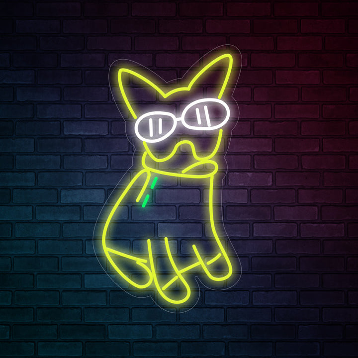 Glasses Bulldog - LED Neon Signs