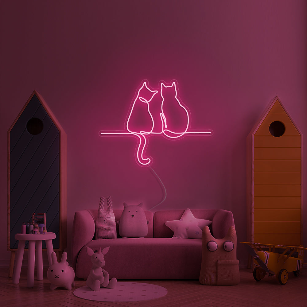 Two Cats Looking- LED Neon Signs