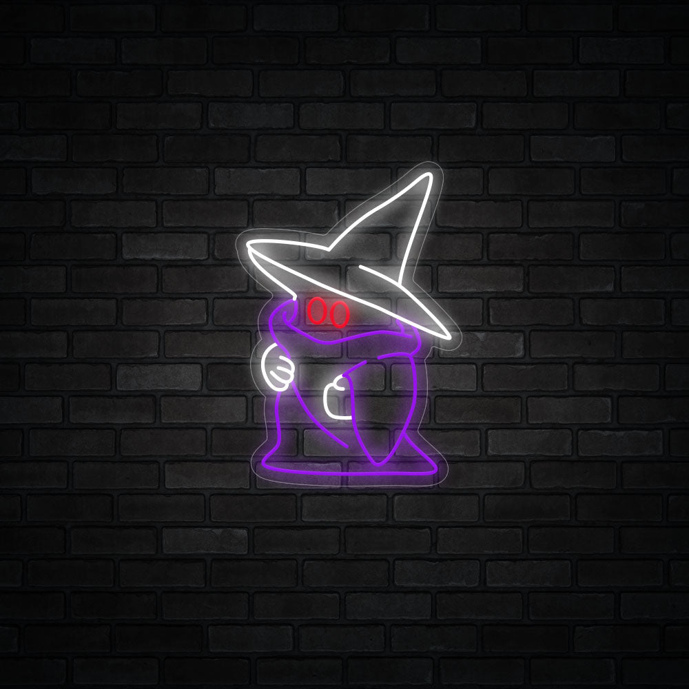 Ghost wearing a witch hat LED Neon Sign - Happy Halloween Neon Sign