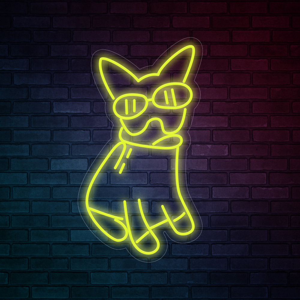 Glasses Bulldog - LED Neon Signs