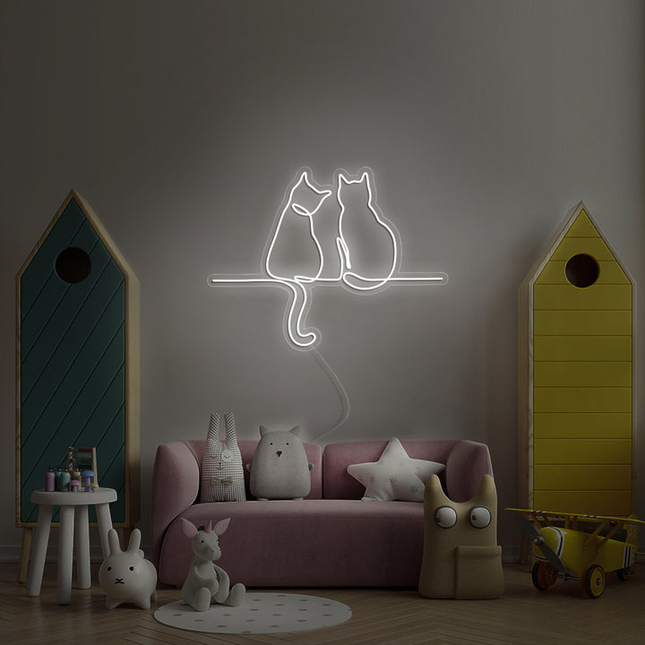 Two Cats Looking- LED Neon Signs