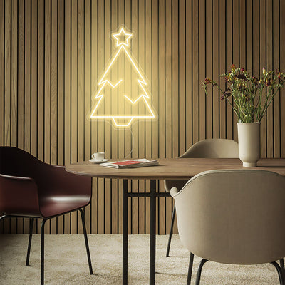 Christmas Green Tree With Star Top LED Neon Sign - Merry Christmas Neon Sign