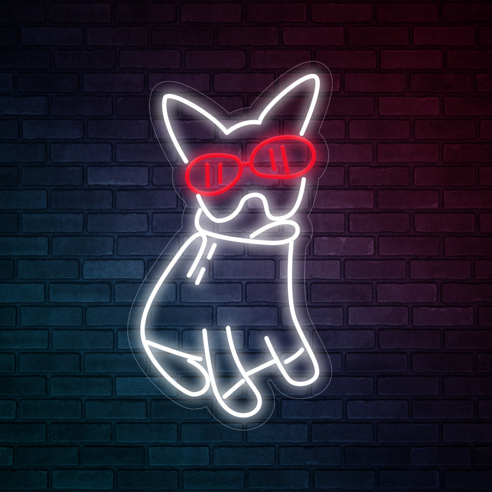 Glasses Bulldog - LED Neon Signs