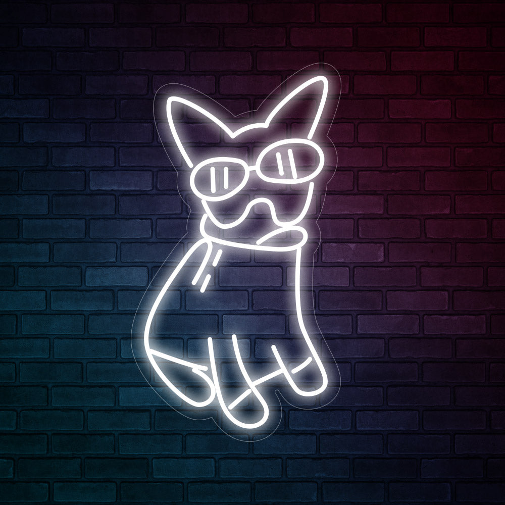 Glasses Bulldog - LED Neon Signs