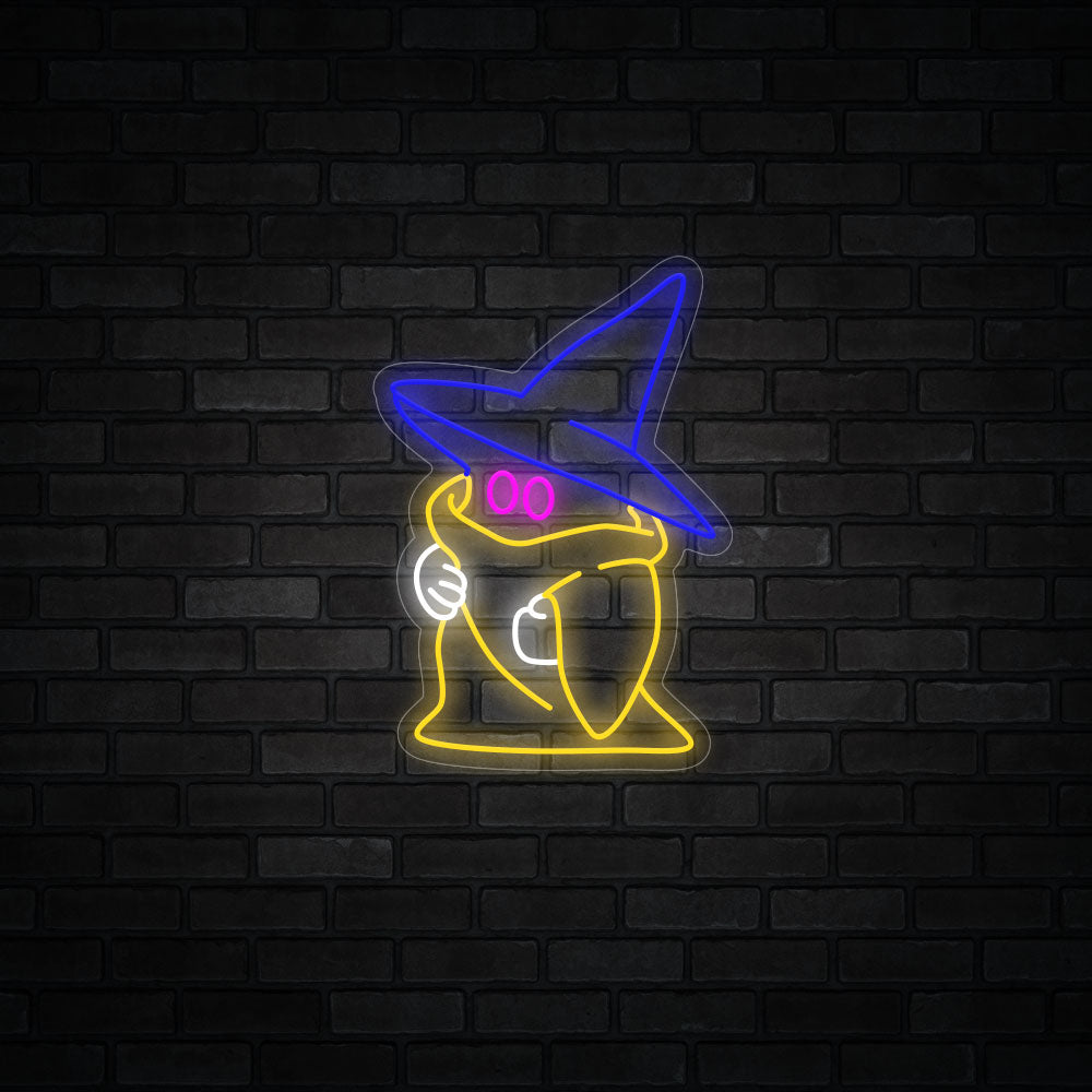 Ghost wearing a witch hat LED Neon Sign - Happy Halloween Neon Sign