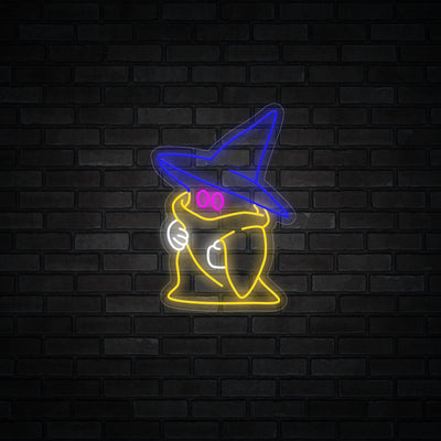 Ghost wearing a witch hat LED Neon Sign - Happy Halloween Neon Sign