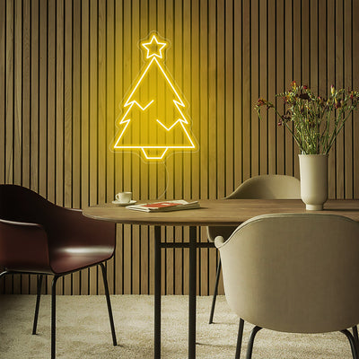 Christmas Green Tree With Star Top LED Neon Sign - Merry Christmas Neon Sign