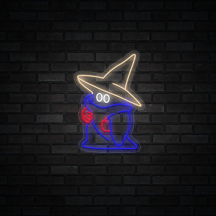 Ghost wearing a witch hat LED Neon Sign - Happy Halloween Neon Sign