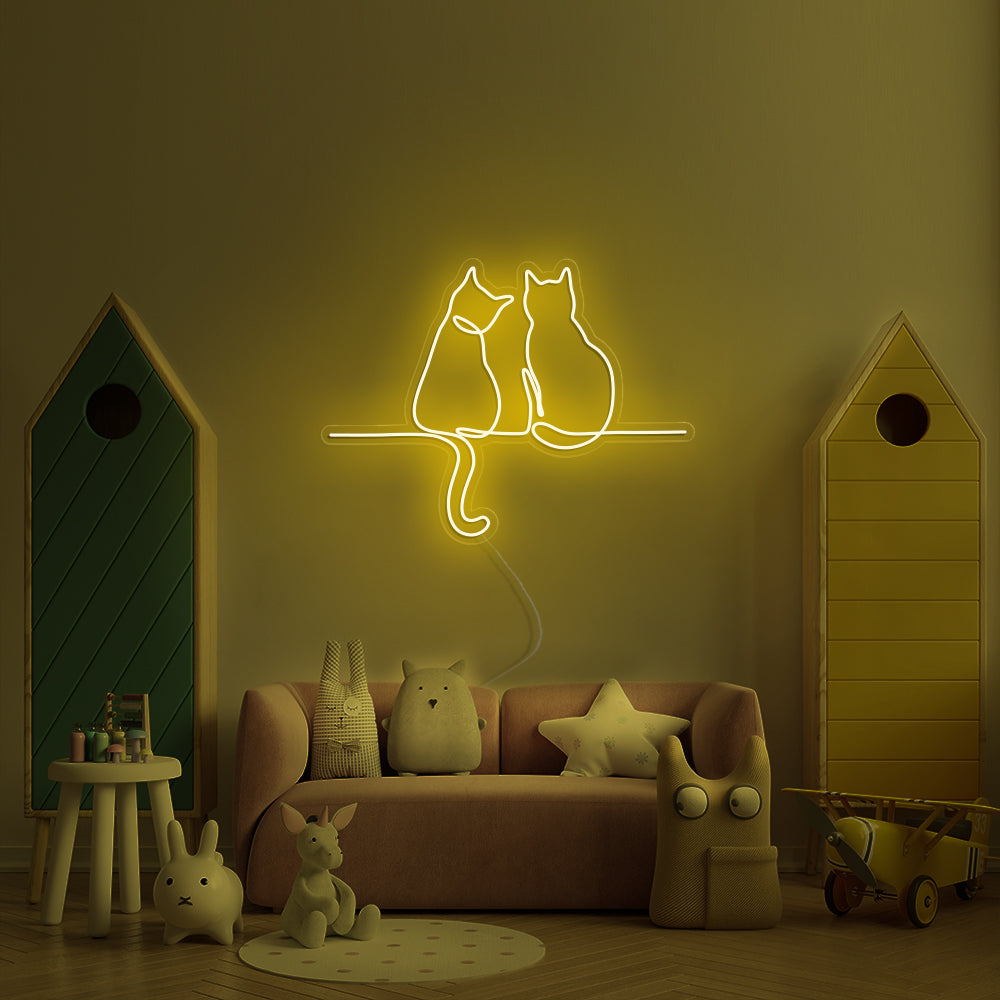 Two Cats Looking- LED Neon Signs – Make Neon