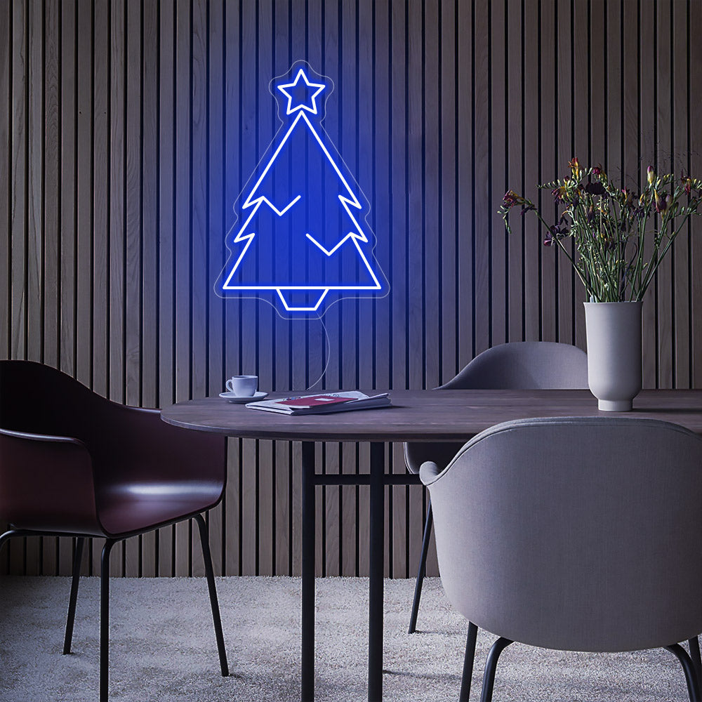 Christmas Green Tree With Star Top LED Neon Sign - Merry Christmas Neon Sign