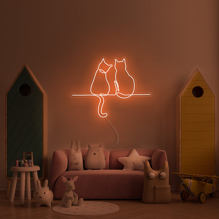 Two Cats Looking- LED Neon Signs